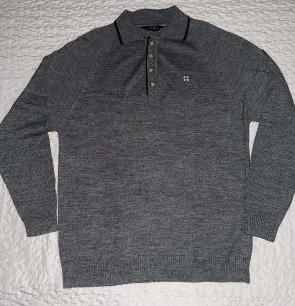 FS04 Long Sleeve Knit Polo Gray Sz XL